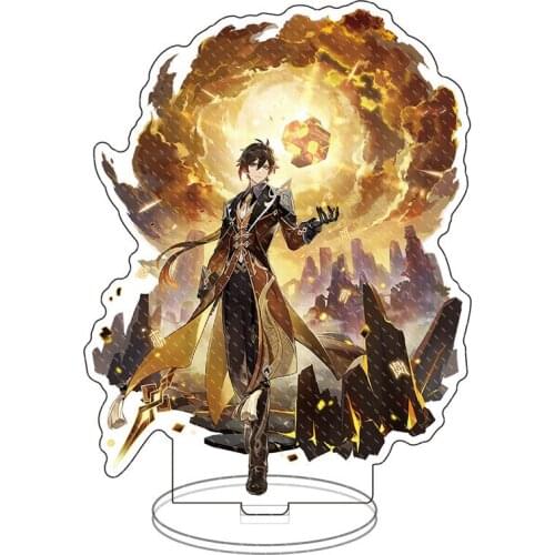 Anime Figure Genshin Impact Zhongli Diluc Venti Klee Keqing Qiqi Acrylic Stand Model Plate Desk Decor Standing Sign Fans Gifts
