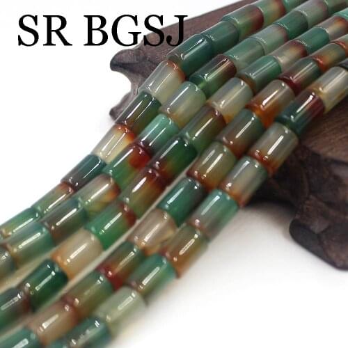 Free Shippin 8x12mm Column Tube Shape Natural Rainbow Agates Diy Loose Wholesale Beads 15inch