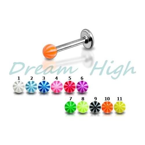Free Shipping Fancy UV Ball Labret ring Lip piercing 100% Guaranteed Mixed color Promotional Gift