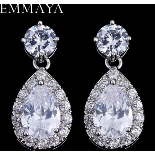 EMMAYA Brand CZ Jewelry Classic Water Drop Luxury Cubic Zirconia Crystal Stone Wedding Bridal Earrings