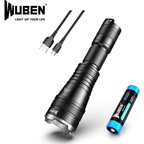 WUBEN L60 LED Zoomable Flashlight USB Rechargeable Torch 1200 Lumens 18650 Battery IP68 Waterproof LED 5 Lighting Modes for Camp