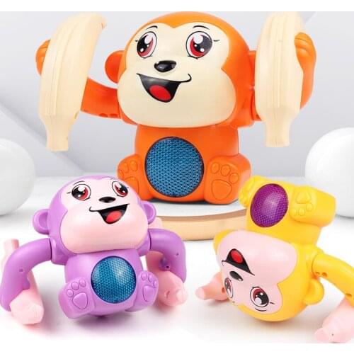 Baby Electric Voice Control Rolling Little Monkey Toy Lights Music Sing Brain Game Interactive Crawling Induction Toys for Kids