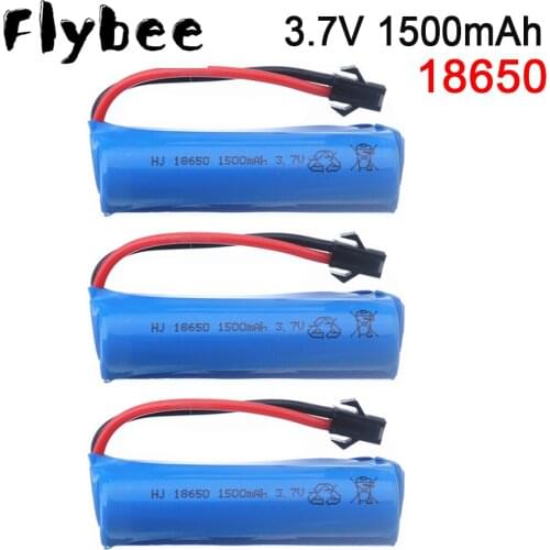 3.7v 1500mah 15C 18650 Li-ion Battery For JJRC RC Stunt Car Q85 Toys SM-2P Plug RC Boat Car Water soft Gun Battery Parts