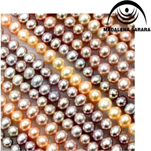 MADALENA SARARA Genuine Pearl AAA Grade Freshwater Pearl Round Strand Natural White/Purple/Pink Elegante Jewelry Style