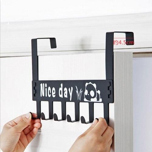Over-The-Door Hook Rack Panda Pattern Metal Hanger Wrought Iron Storage Holder Elegant Design Hanging Coat Hat Towel Bag Rack