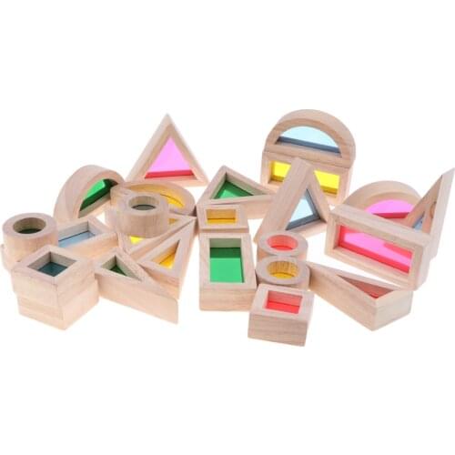 Wooden Rainbow Building Stacking Blocks Set (24pcs) Montessori Toys for Kids