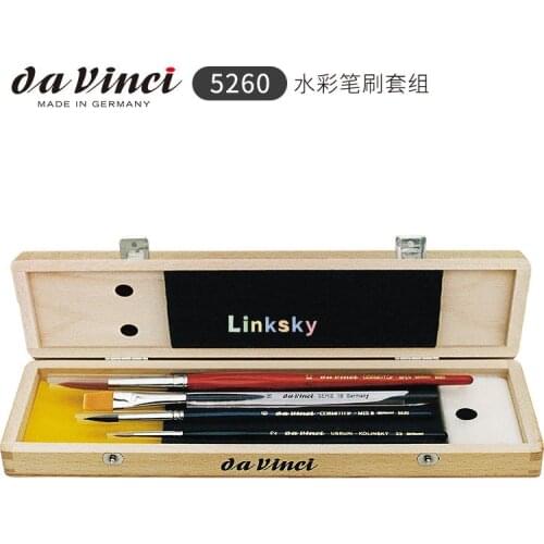 Da Vinci Series 5260 Deluxe Paint Brush Set, Synthetic with Wooden Storage Box and Brush Soap,4 Brushes (Series 18,36,5530,5580)