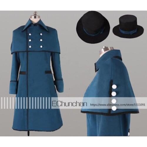 New arrival Black Butler 2 Ciel Phantomhive Blue Cosplay Costume includes hat