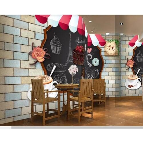 Papel de parede Cake dessert coffee sweet afternoon tea cafe bar 3d wallpaper mural,living room kitchen wall papers home decor