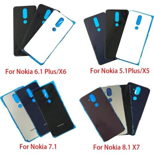 Original New For Nokia 4.2 Back Battery Cover Glass For Nokia 7 7.1 / 5.1 Plus / X5 / 6.1 Plus / X6 / 8.1 X7 Rear Battery Glass