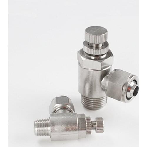 Pneumatic Fast Twist Fitting Throttle Valve 6/8/10/12mm Hose Tube 1/8" 1/4" 3/8" 1/2" Male Thread Air Flow Speed Control Valve