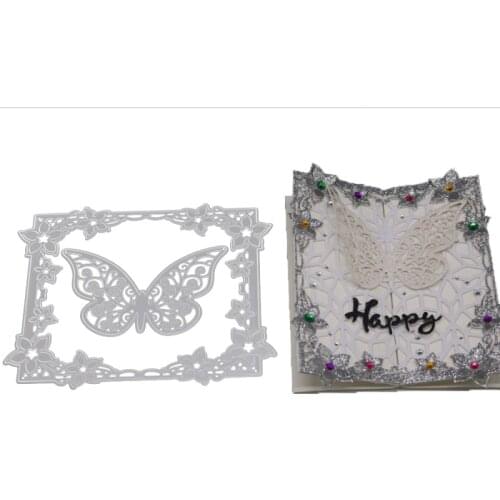 Butterfly Flower Cutting Dies Rectangle Die Cut Metal Mold Scrapbook Paper Craft Knife Mould Blade Punch Stencils Dies 2020