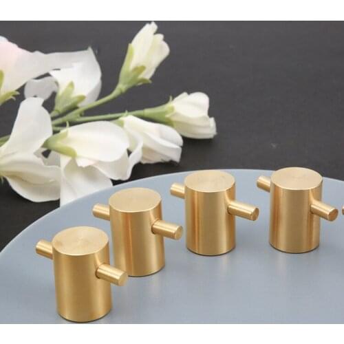 Qiansi Brushed Brass Knob Modern Simple Cabinet Door Mini Drawer Pulls Kitchen Cabinet Knobs Bedroom Wardrobe Miniature Handle
