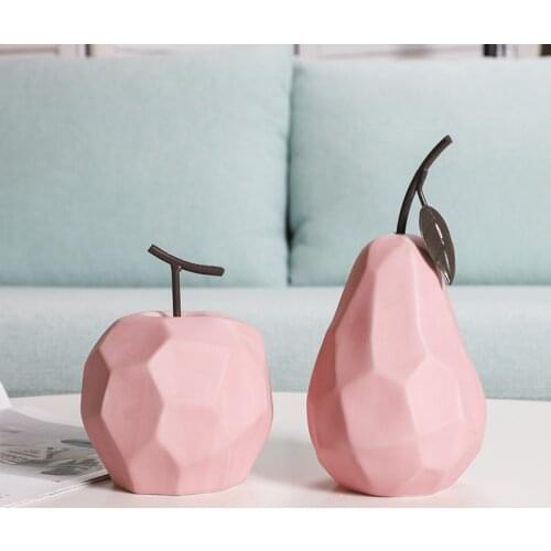Nordic Simulation Ceramics Apple Pear Ornaments Living Room Office Desktop Fruits Sculpture Crafts Home Decoration Accessories