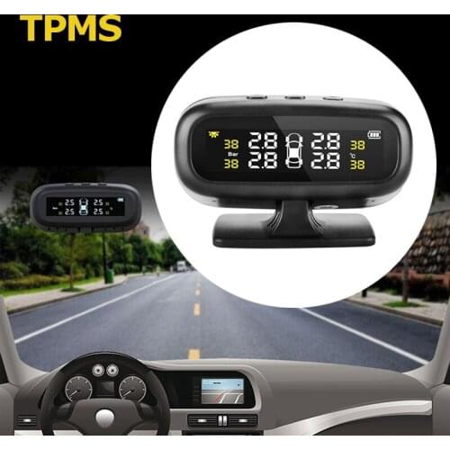 Solar TPMS Car Tire Pressure Alarm Monitor System Intelligent Temperature/pressure Warning with 4 sensors tyre monitoring