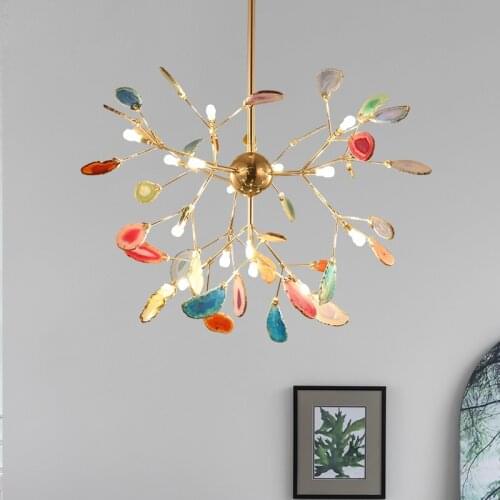 ZuuuVny Modern LED Chandelier Lighting Agate Flake Ceiling Light Living Room Bedroom Kitchen Indoor Lustre Fixture Lights