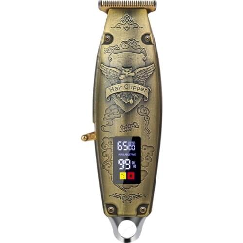High Quality Bronze Rechargeable USB LCD Cordless Professional Electric Hair Clipper For Barber Shop