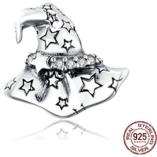 925 Sterling Silver Halloween Witch Hat silver Original Charm for Brand DIY Jewelry Make women Girls gift Dropshipping