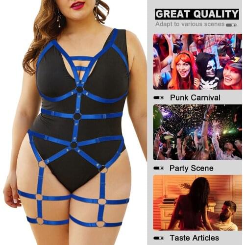Sexy Stockings Goth Harness Fashion Suspenders Belt Womens Underwear Bondage Thigh Bands Garter Belt Stocking Set Plus Size
