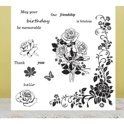 ZhuoAng Rose FlowerClear Stamps/Silicone Transparent Seals for DIY scrapbooking photo album Clear Stamps