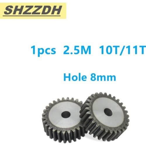 1pcs Precision spur gear 2.5 die 10 teeth 11 teeth inner hole 8mm spur gear thickness 25mm No. 45 high frequency quenching