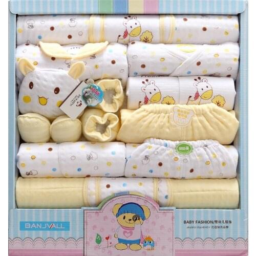 18Pcs/Lot 2020 Newborn Baby Girl Clothes Autumn Gift Box Set Thick Cotton O-neck Character Baby Boy Clothes