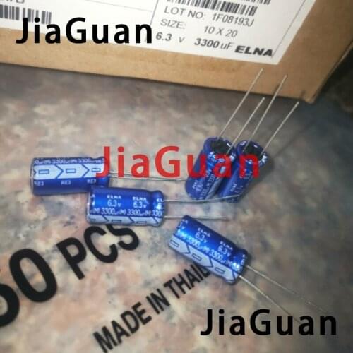 50pcs NEW ELNA RE3 6.3V3300UF 10X20MM audio electrolytic capacitor 3300uF/6.3V blue robe 3300UF 6.3V