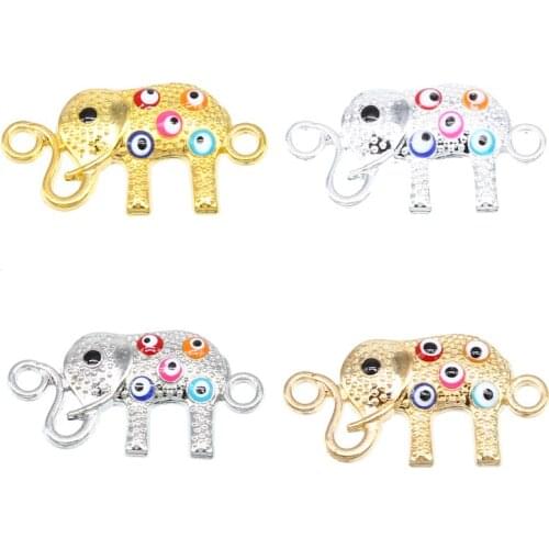 6 piece elephant connector bracelet necklace DIY jewelry making drop oil golden charm handmade bracelet craft