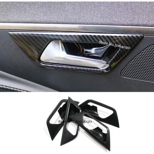 ABS Carbon fiber For Peugeot 3008 GT 5008 2017-2020 Accessories Car inner door Bowl protector frame Cover Trim Car Styling 4PCS
