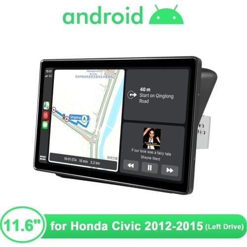 11.6 Inch Car Radio Android 10 Central Multimedia Player 1DIN Touch Screen Auto Tape Recorder Carplay For Honda Civic 2012-2015