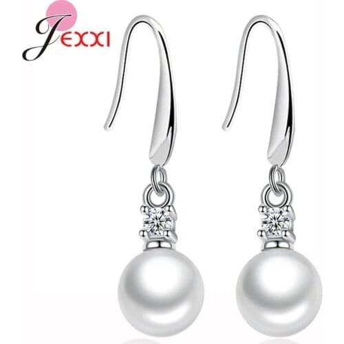 Big Promotion Genuine 925 Sterling Silver Earrings With Bright Freshwater Pearl Pendant Latest Korean Fashion Jewelry For Women