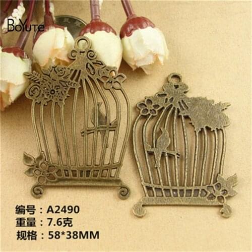 BoYuTe (10 Pieces/Lot) 58*38MM Vintage Zinc Alloy Bird Cage Charm Pendant fit Bracelet Necklace Jewelry Diy Making Accessories