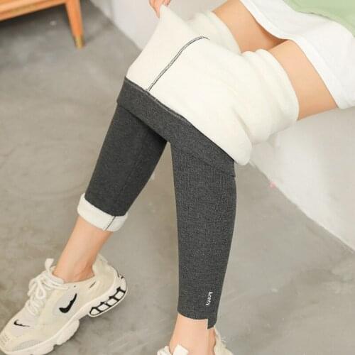 CHRLEISURE Warm Leggings for Women High Waist Legging Printed Letter Legging Rib Cashmere Warm Pants for Women All-Match