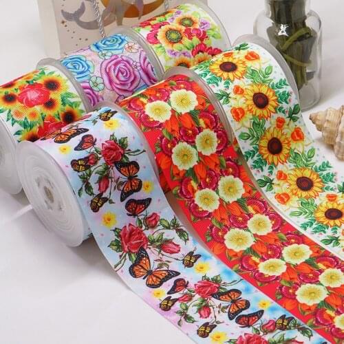 DIY Cartoon Flower Printed Grosgrain Ribbon For Craft Supplies Sewing Accessories 5 Yards, Planar Resins Mold 10 Pieces. 50559