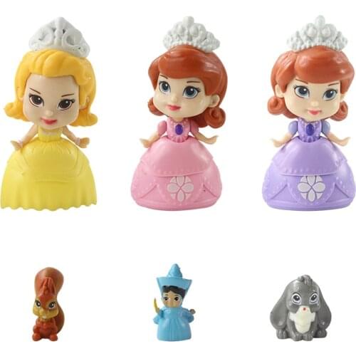 6Pcs/Set Disney Hot Movies Princess Sofia The First PVC Anime Action Figures Toys Cartoon Cute Dolls For Kids Girls