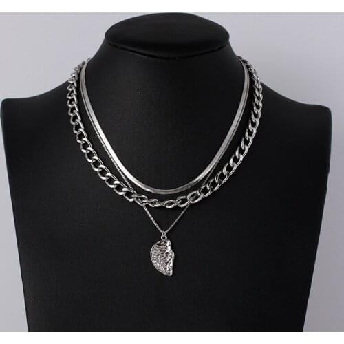 Daily chain snake bone chain irregular geometric pendant three-piece set can be split necklace