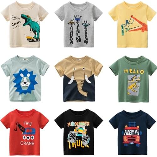 T-Shirts Kids Children Boys Grils Tee Tops Clothing Print Cartoon Cotton T Shirts Infant Dinosaur New Arrival 2021 Clothes