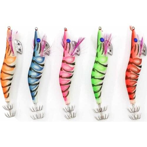 Hyaena Plastics Squid Hooks Wood Shrimp Cuttlefish Lures With Octopus Hooks Needle Sharp Stainless Steel Squid Hooks