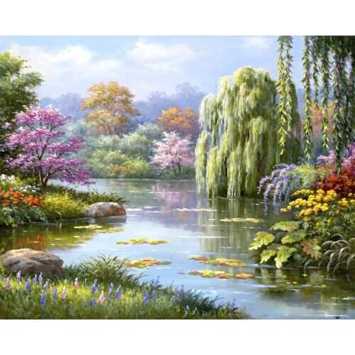 GATYZTORY DIY Oil Painting By Numbers kits landscape HandPaint Picture By Numbers On Canvas Frameless Home Decor Rose Unique Gif