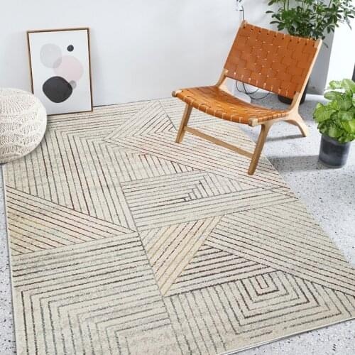 Nordic style geometric machine weaved living room rug, area rug ,big size INS popular home decoration bedside carpet