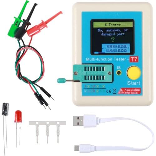 LCR-T7 T7 Transistor Tester TFT Diode Triode Capacitance Meter LCR ESR Meter NPN PNP MOSFET IR Multifunction Tester Multimeter