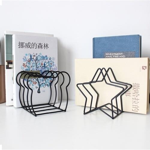 Pentagram Metal Bookend Creative Star Book Standing Document File Desktop Manager Bookshelf Stand