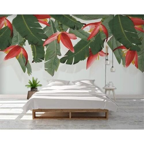 Custom Wallpaper mural Nordic Banana Leaf Tropical Plant Background Wall Painting Home Decor Living Room Bedroom 3d wallpaper