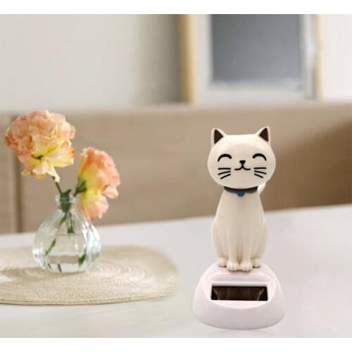 Adorable Shaking Head Dancing Little Cat Desk Home Office Car Decoration Plastic Bobblehead Doll Dancing Toy Trinket for Kids