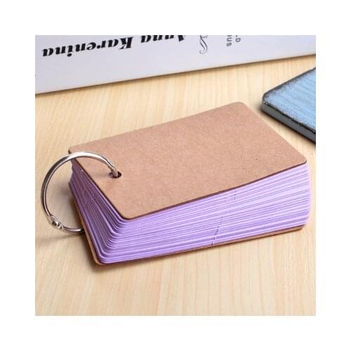 Binder Ring Easy Flip Flash Cards Index Card, 50 Unruled Blank White Pages, 2 Pack (Purple)