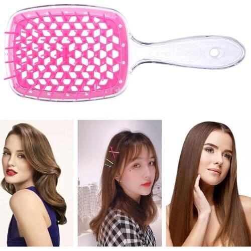 Transparent Hollow Mesh Comb Wet Dry Dual-Use Hairdressing Brush Women Scalp Massage Airbag Curly Hair Comb Wide Styling Tool