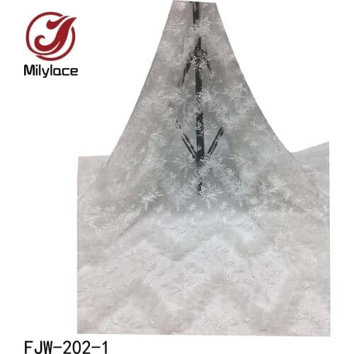 Latest African Mesh Lace Fabric High Quality Lace Embroidery 3D Lace Trim 5 Yards French Tulle Lace Fabric for Party FJW-202