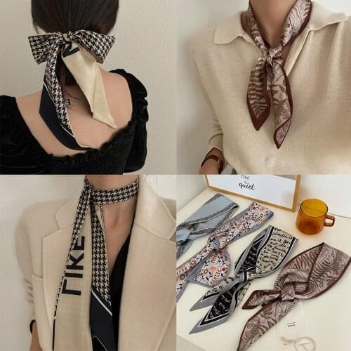 New Hairband Silk Scarf Women 4 Seasons European and American Long Scarf Korean Silk Scarf Ribbon Bag Silk Tie Hairband WKS005