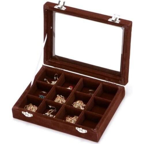 In Stock Luxury 12Grids Jewelry Box Rings Earrings Necklaces Makeup Holder Case Choker Organizer Women Jewellery Storage Display