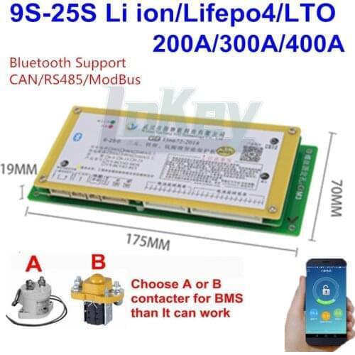 Smart BMS 9S--25S Lifepo4 li-ion Lipo LTO Battery Protection Board BMS 320A 300A Bluetooth APP 10S 13S 16S 20S Balance